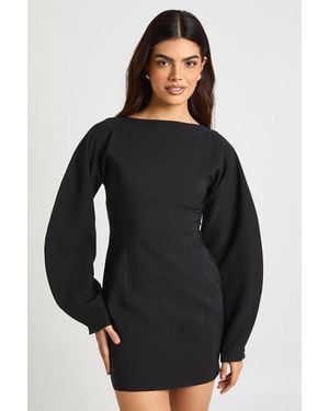 Boohoo Structured Flare Sleeve Mini Shift Dress - Black
