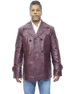 Infinity Leather Cowhide Peacoat-Krakaw - Purple