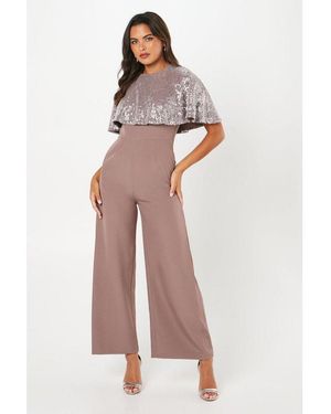 Coast Sequin Cape Jumpsuit - White