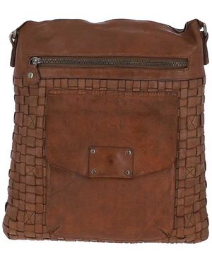 Ashwood Leather 'Estasi' Woven Classic Large Vintage Crossbody Bag - Brown