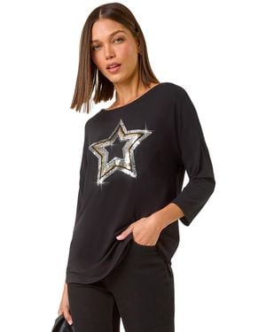Roman Sequin Star Top - Black
