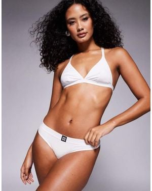 BOSS Ribbed Stacked Logo Thong - Black