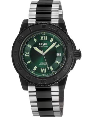 Gevril Seacloud 316L Stainless Steel Case, Bezel, Dial, Two Tones Ip/Blk Bracelet Watch - Grey