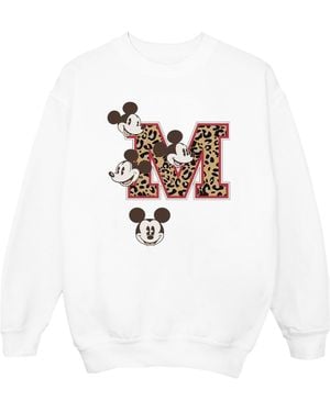 Disney Ladies Mickey Mouse M Faces Sweatshirt - White