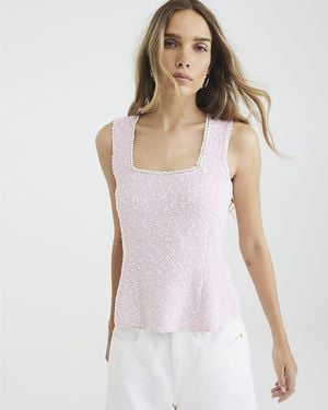 River Island Vest Boucle Embellished Trim - White