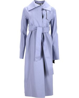 Jil Sander Secured Button Belted Trench Coat - Blue