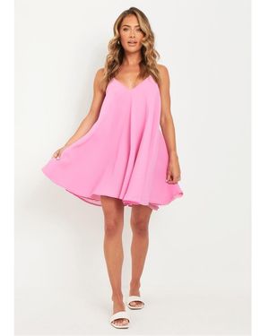 Missy Empire Missy Empire Neck Trapeze Mini Dress - Pink