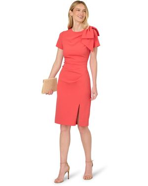 Adrianna Papell Pleated Bow Midi Dress - Red
