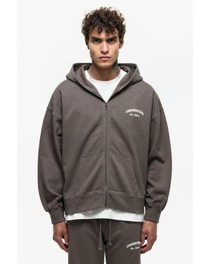 Good For Nothing Oversized Cotton Blend Zip Up Hoodie - Grey