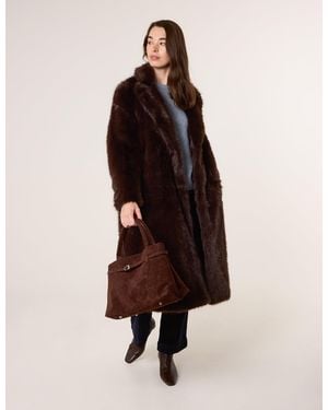 Blue Vanilla Long Fluffy Coat - Brown