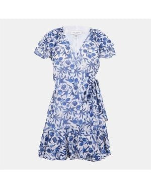 Ted Baker Woven V-Neck Mini Wrap Dress - Blue