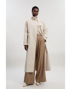 Karen Millen Funnel Neck Trench Coat - Natural