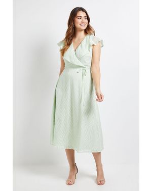Wallis Floral Burn Out Ruffle Midi Dress - Multicolour