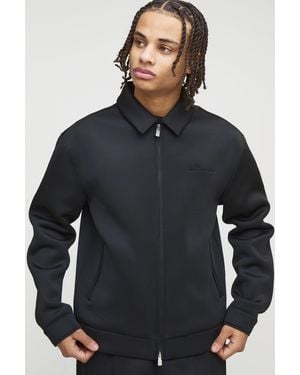 BoohooMAN Regular Fit Scuba Marl Overshirt - Blue