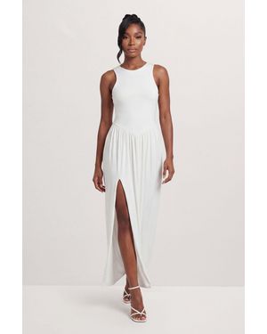 MissPap Double Layer Dropped Waist Maxi Dress - Natural