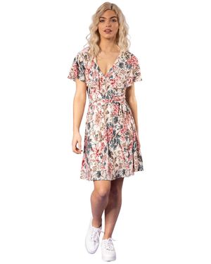 D.u.s.k Frill Sleeve Belted Dress - Multicolour