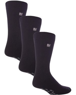 Heat Holders 3 Pair Multipack Slipper Socks With Grips For Winter - Blue