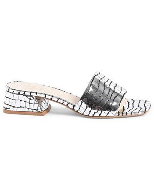 Versace 19.69 Abbigliamento Sportivo 19V69 Sandal Neper Pitone Stamp Nero Argento Leather - White