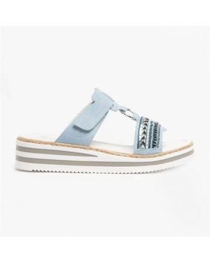 Rieker V02M6-10 Ladies Wedge Sandals - Blue