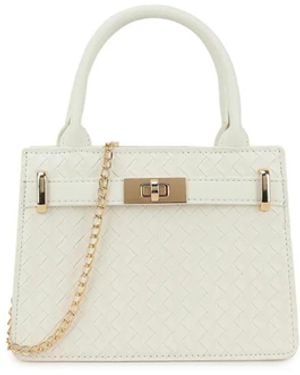 Where's That From 'Classic' Small Bag With Twist Lock And Croc-Effect - White