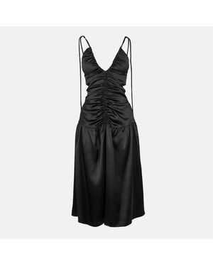 Amy Lynn Amylynn Cinched Tie V-Neck Midi Slip Dress - Black