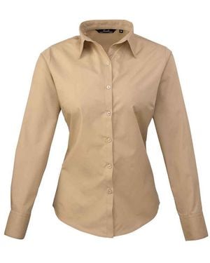 PREMIER Ladies Long-Sleeved Shirt - Natural