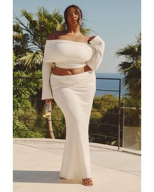 Boohoo Plus Crinkle Fold Over Maxi Skirt - Green