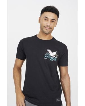 Brave Soul Cotton Graphic Print Short Sleeve T-Shirt - Black