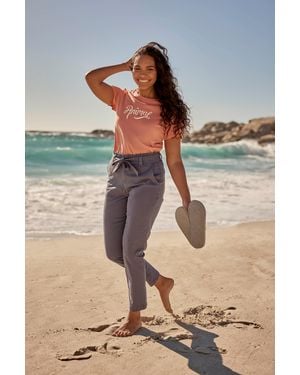 Mountain Warehouse 'Loren' Soft Cotton Trousers Casual Stylish Lightweight Waist Belt Trousers - Blue