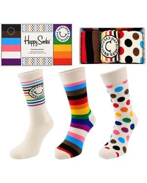 Happy Socks 3-Pack Pride Gift Set Cotton - White