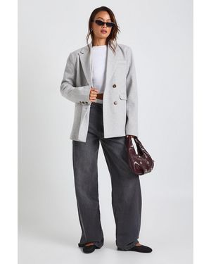 Boohoo Tall Wool Oversized Tailored Blazer - Grey
