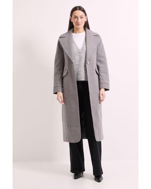 Wallis Principles By Single Button Twill Coat - Grey