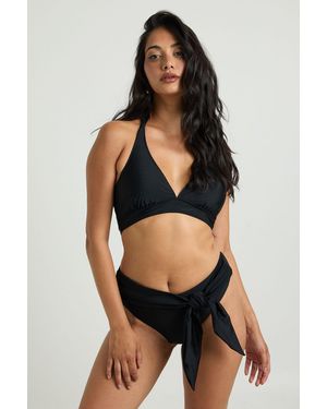 Boohoo Tummy Control Wrap Detail High Waist Bikini Bottom - Black