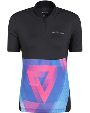 Mountain Warehouse 'Chaser' Printed Half Zip Cycling Jersey Soft Short Sleeve Quick Dry Top - Black