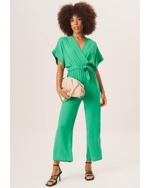 Gini London Dropped Shoulder Wrap Midi Jumpsuit - Green