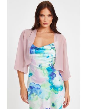 Quiz Crop Sleeve Cover Up - Blue
