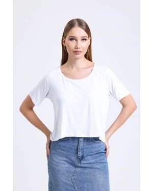 Hiccup Round Neck Basic T-Shirt - White