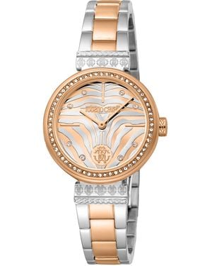 Roberto Cavalli Stainless Steel Two Tone & Rose Colour Watch - Natural
