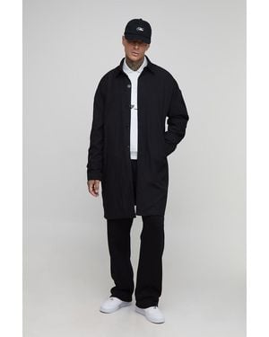 BoohooMAN Tall Crinkle Oversized Mac - Blue