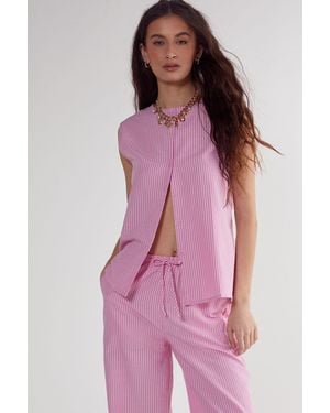 Nasty Gal Stripe Sleeveless Vest - Pink