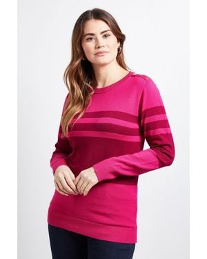 Wallis Colour Block Stripe Knitted Jumper - Pink