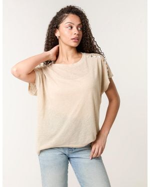 Blue Vanilla Shell Trim Oversized Top - Natural