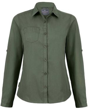Craghoppers Ladies Kiwi Long-Sleeved Shirt (Dark Cedar) - Green