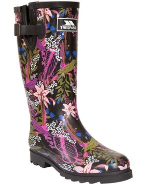 Trespass Ladies Elena Floral Wellington Boots Print) - Blue