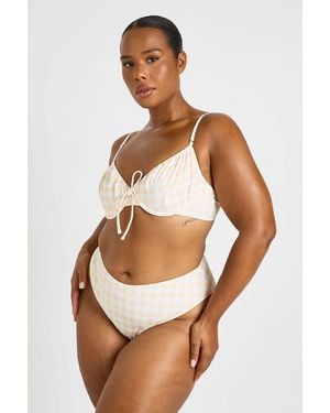 Boohoo Plus Gingham Underwired Bikini Top And High Waist Bottom - Orange