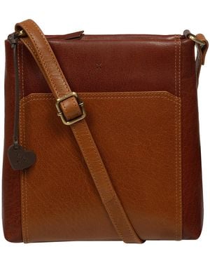 NiNa Amora 'Fiorella' Conker & Dark Tan Leather Cross Body Bag - Brown