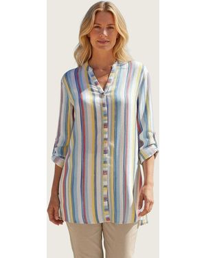 East Pastel Stripe Longline Blouse - White