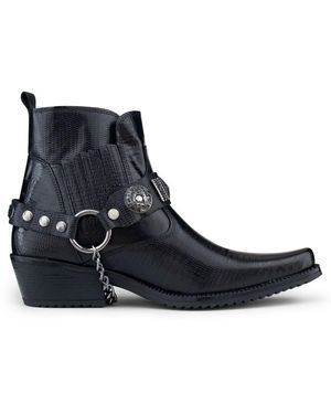 Infinity Leather Winklepicker Western Gothic Boots - Black
