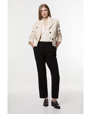 Karen Millen Petite Compact Stretch Essential Tailored High Waist Slim Leg Trouser - White