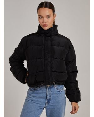 Pink Vanilla Crop Bomber Jacket - Black